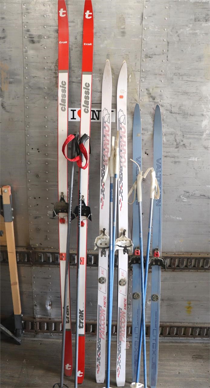 3 Pair Cross Country Skiis & Poles