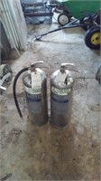 Two fire extinguishers empty