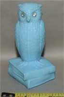 Vtg Westmoreland Blue Milk Glass Wise Owl Figure