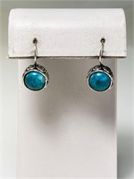 Sterling Signed (Israel) Turquoise Earrings 7 Gram
