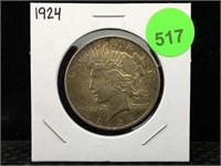 1924 Peace Silver Dollar in Flip