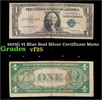 1935G $1 Blue Seal Silver Certificate Grades vf+ M