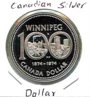 1874 to 1974 Canadian Silver Dollar - Winnipeg