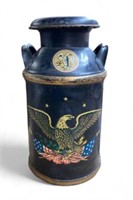 Painted Milk Barrel Can w/ American Eagle Theme.