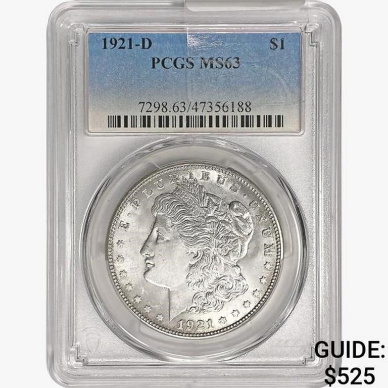 1921-D Morgan Silver Dollar PCGS MS63