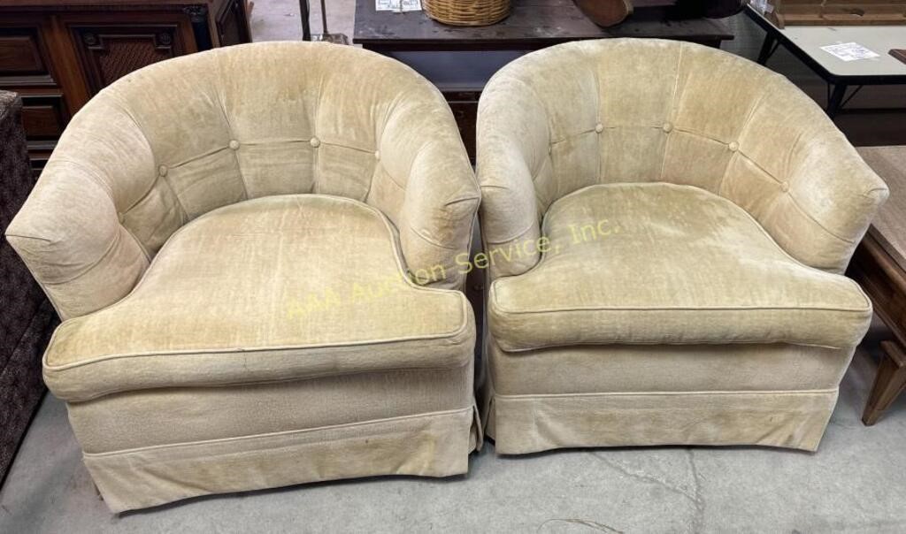 (2) swivel barrel back upholstered armchairs 26