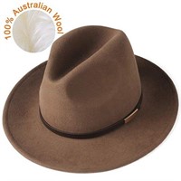 100% Australian wool felt hat wide brim jazz