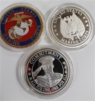 Lot of 3 US Marine Medallions