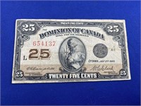 Dominion of Canada 1923 25 Cents Campbell / Clark