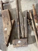 PRIMITIVE WOODEN MALLET AND BOOT JACK