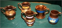 5 Pcs Copper Lustre Pitchers & Mug