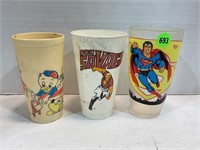 A lot of three plastic child’s cups