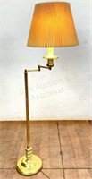 Vintage Brass Swing Arm Floor Lamp W/ Shade