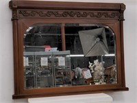 Antique inlaid mirror with beveled glass