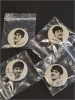 Four vintage Beatles pins