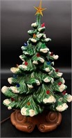 Vintage Flocked Lighted 16” Christmas Tree