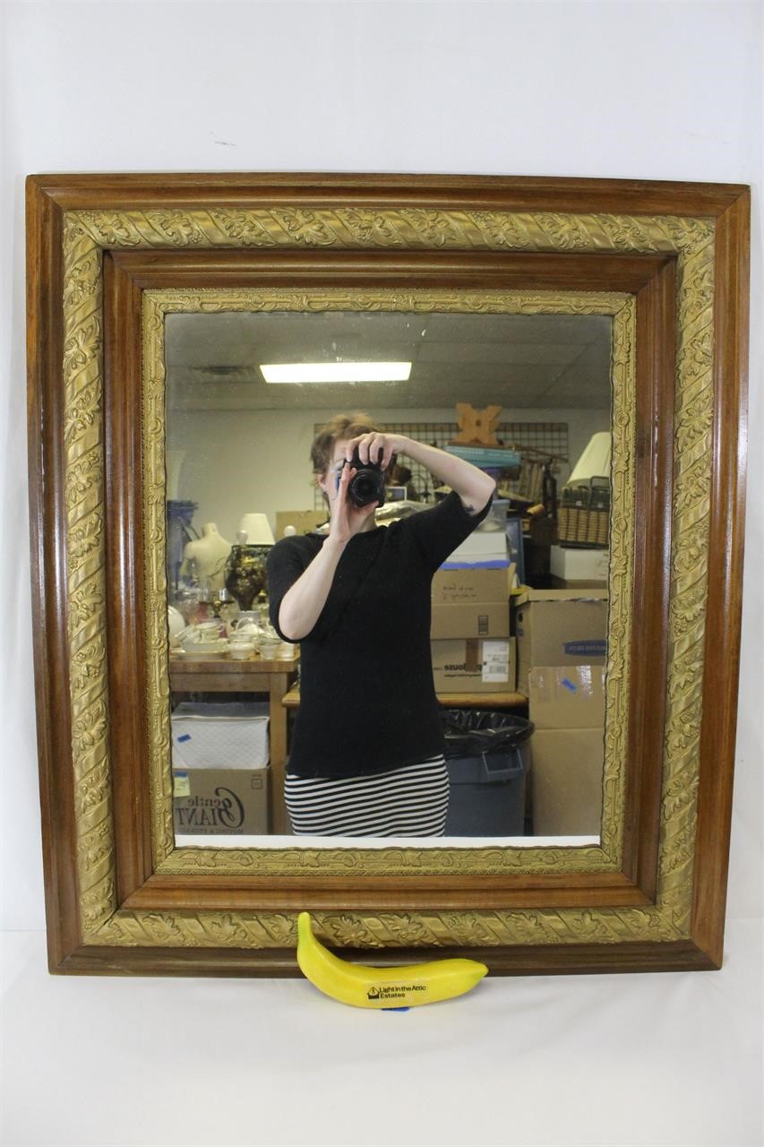 Vintage Double-Gilt Gold Wooden Mirror
