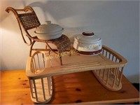 Tilt-Top Bed Tray, Pottery Containers & Doll