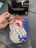 Heavy duty, red, white, and blue basketball net