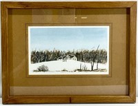 Winter Scene Painting Signed Gilbert
