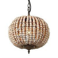 Newrays Wood Bead Chandelier Pendant Gray White