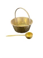 Vintage Brass Pot w/ Handle & Ladle