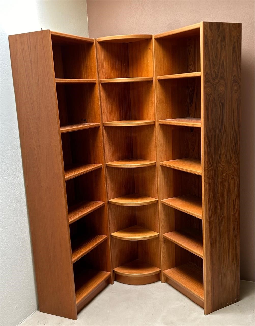 3 Piece Teak Corner Bookshelves