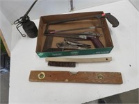 Hack saw, wire brush, vice grips