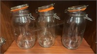 3 Glass Canisters 10”