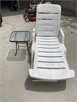 Plastic Sun Chair And Metal As Glass Outdoor Table