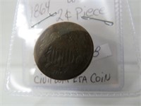 1864 U.S. 2c Piece Nice Shape Civil War Era Coin
