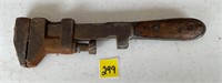 Antique Wood Handle 8” Monkey Pipe Wrench