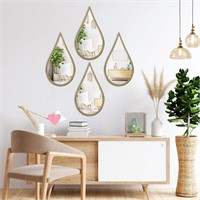 Wall Mounted Mirror Drop Shape (Gold  4Pack)