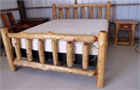king Sleep Number log bed w/matching stand