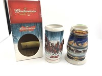 2007 AND 2000 COMMEMORATIVE BUDWEISER BEER MUGS