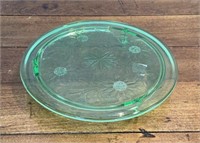 10" Green depression glass footed cake stand
