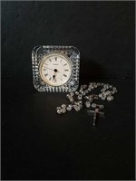 Glass Desk Clock and Rosary