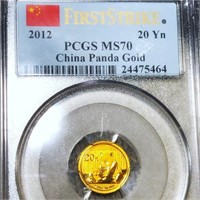 2012 Chinese Gold Panda 20 Yen PCGS - MS70