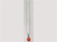 Sterling Silver Necklace with Coral Pendant