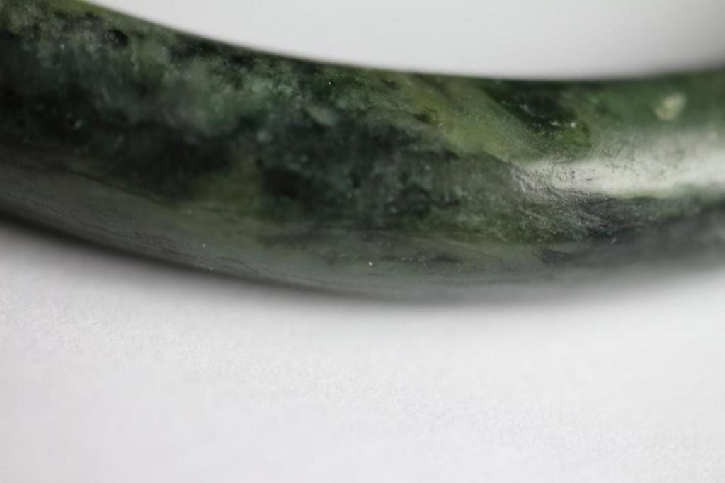 Natural Mottled Green jade Bangle - GIA Certified