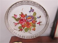 Hand Painted Round Tole Tray
