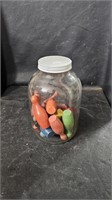 Junk Jar with Wood Toy Bowling Pins