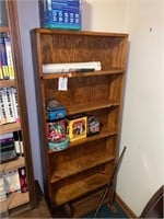 WOOD BOOKCASE WITH CONTENTS