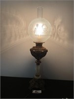 Antique Ornate Marble Converted Lamp made in