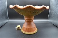 Large heavy terra cotta pedestal bowl handmade