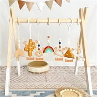 Baby Play Gym Wooden Baby Gym with 7 Toys