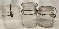 Lot of 3 vintage ball and atlas glass jars