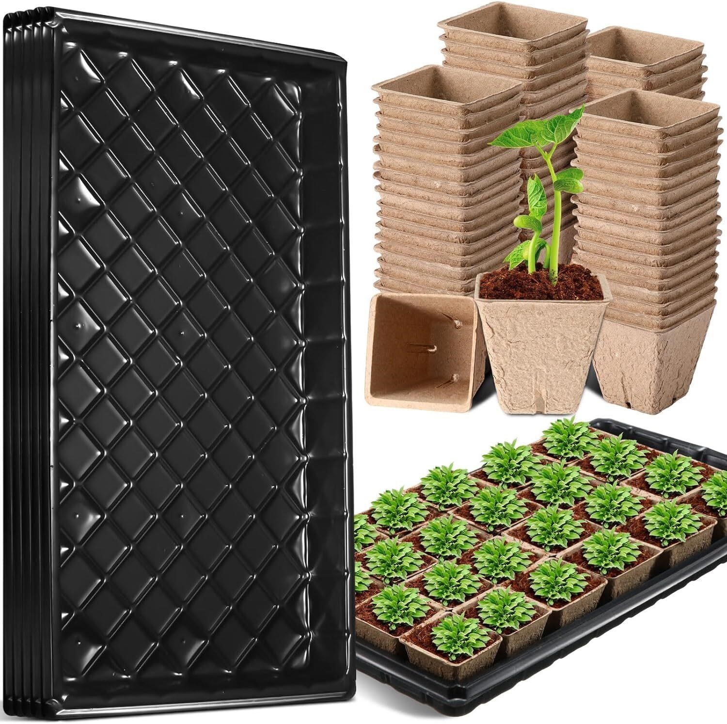 20 Pack Plant Trays & 32 Pack 2.5 Inch Pots