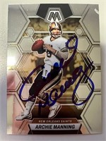 Saints Archie Manning Signed Card with COA