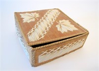 Quill and bark indian covered box,
